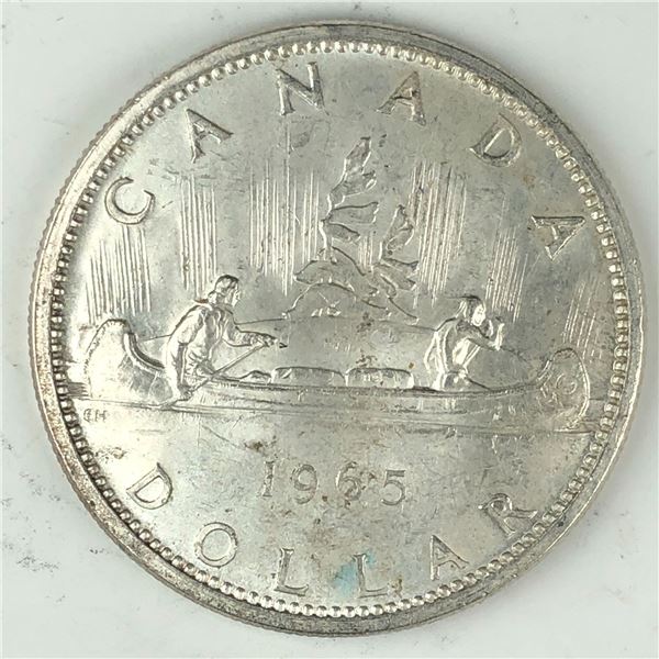 1965 Queen Elizabeth II Canadian Silver Dollar UNC