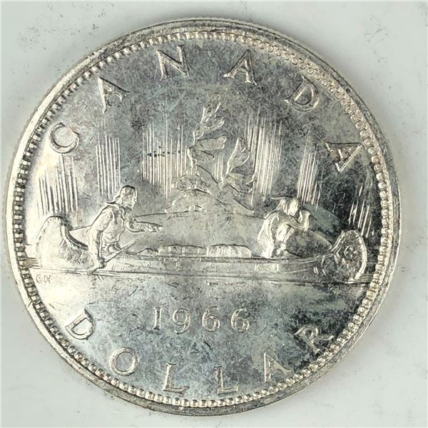 1966 Queen Elizabeth II Canadian Silver Dollar UNC