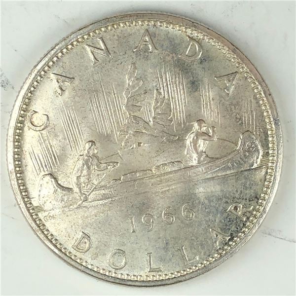 1966 Queen Elizabeth II Canadian Silver Dollar UNC