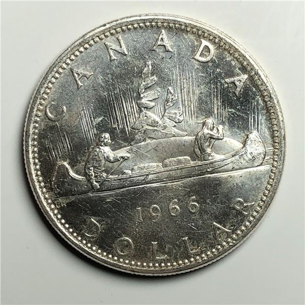 1966 Queen Elizabeth II Canadian Silver Dollar UNC