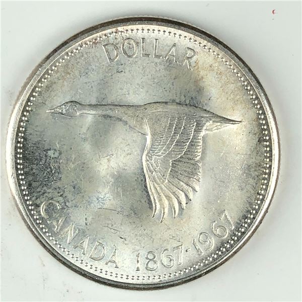 1967 Queen Elizabeth II Canadian Silver Dollar UNC