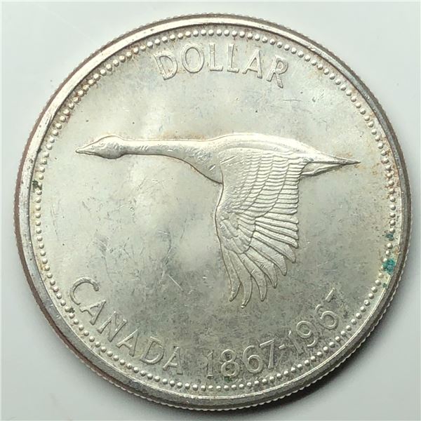 1967 Queen Elizabeth II Canadian Silver Dollar UNC