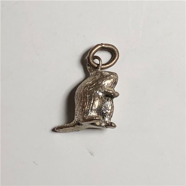 Sterling Silver Standing Beaver Charm 2.55g