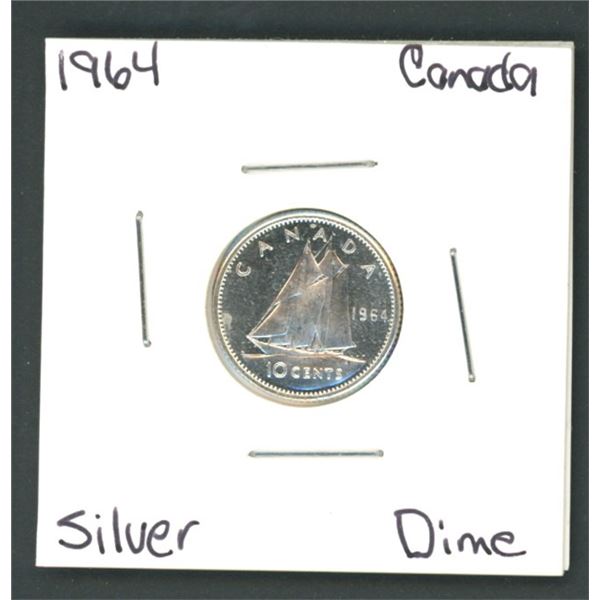 1964 Canadian Silver 10 Cent Coin