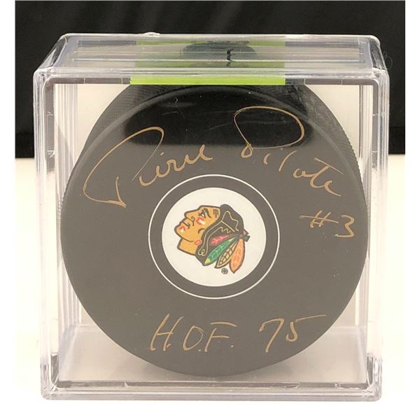 Pierre Pilote Chicago Blackhawks Autographed Puck With COA