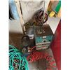 Image 2 : Heavy ext. cord, hose, charger, compressor, creeper, red rolling cabinet c/w contents