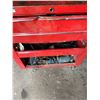 Image 3 : Heavy ext. cord, hose, charger, compressor, creeper, red rolling cabinet c/w contents