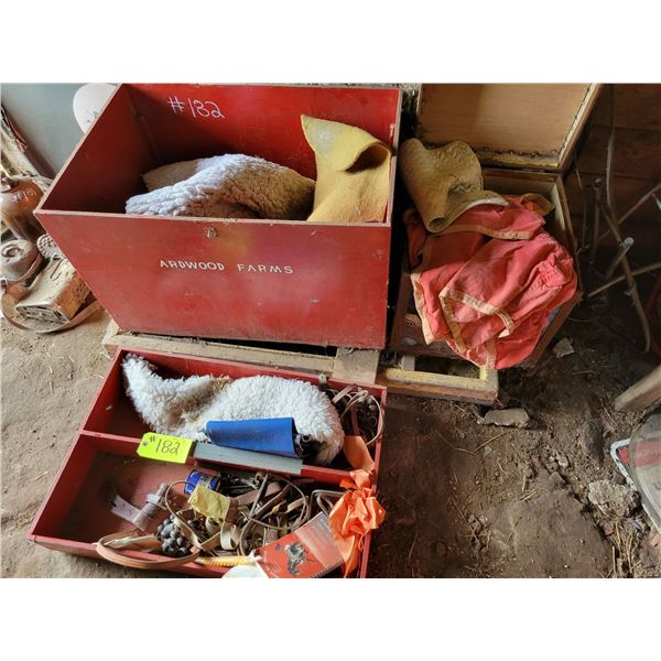 Red box c/w horse related items