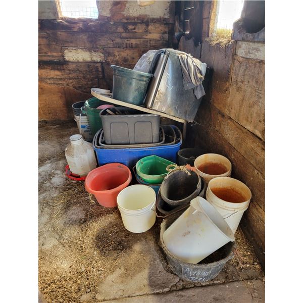 Pails, tubs, etc. & contents