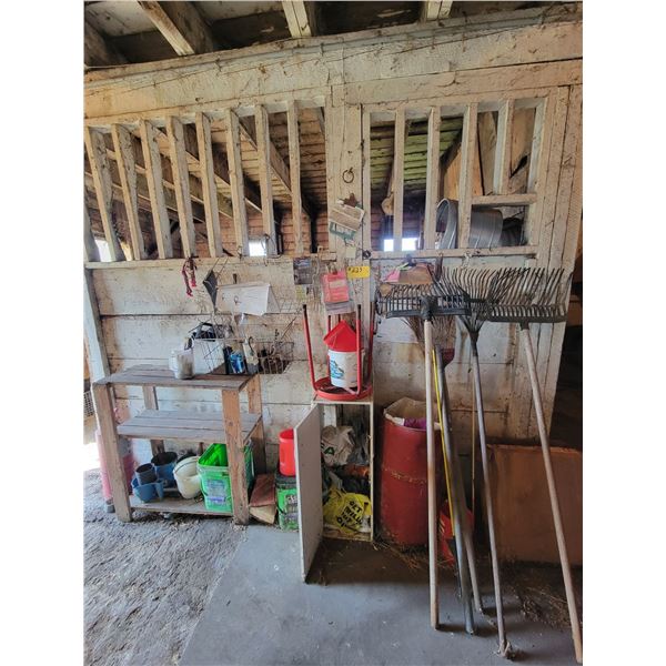 Rakes & misc. in front of wall