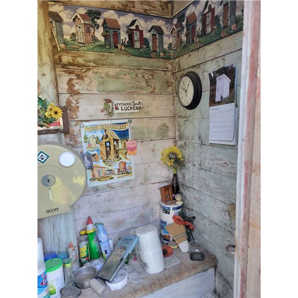 Contents inside and outside of Outhouse