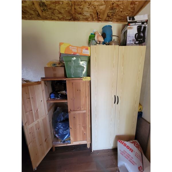 Contents of 2- Cabinets. Kitchenware, clothing etc. including the cabinets