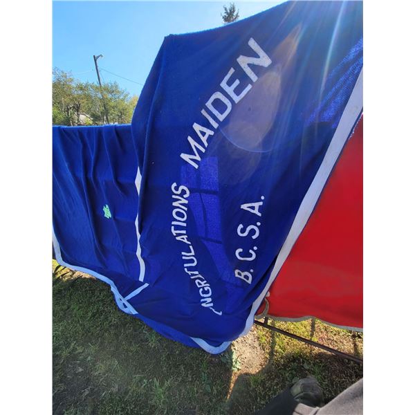 Blue 'Congratulations Maiden' horse blanket