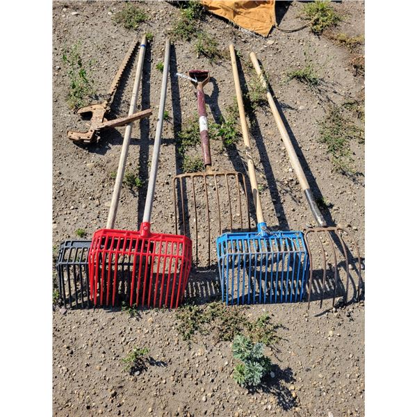 Wire stretcher, forks & rakes