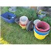 Image 1 : Pails, rubber tubs, brushes