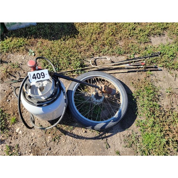 Propane bottle & torch, whips & wheel