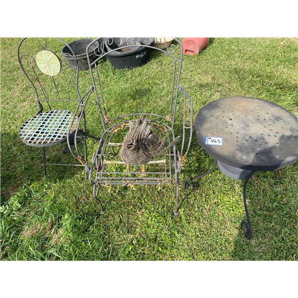 Table & 2- metal chairs