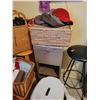 Image 6 : 6 Drawer dresser, clothes, hats, baskets, 2- stools and misc.