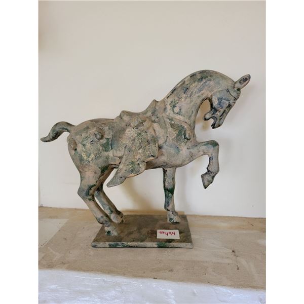 Vintage Cast Iron Chinese War Horse Sculpture Statue