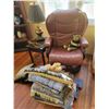 Image 1 : Rocking chair, side table, lamp and qty of blankets & throw pillows