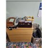 Image 1 : 2 Drawer dresser c/w contents & tote c/w blankets etc.