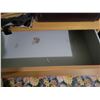 Image 3 : 2 Drawer dresser c/w contents & tote c/w blankets etc.