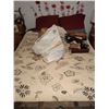 Image 1 : Double size bed c/w bedframe, pillows, bedding, qty of purses, teddys etc.