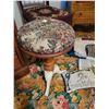 Image 3 : Old chair, stool, qty of rugs & throw pillows