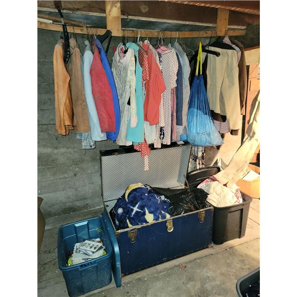 Qty of clothes, blankets, trunk & misc. items