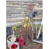 Image 2 : Qty of buckets, gardening tools, storage bin etc.