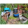 Image 8 : Qty of gardening tools, barrels, hoses, garden ornaments etc.