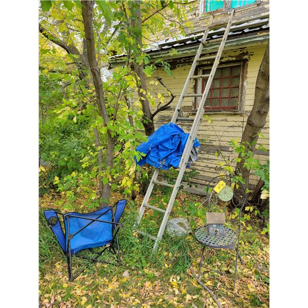 1- Ext. ladder, 2- chairs, tarp & birdhouse
