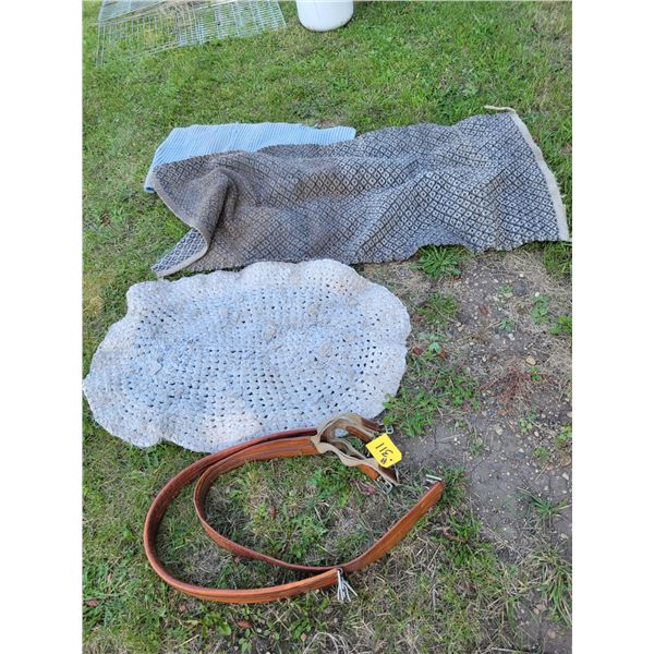 Leather girth & blankets
