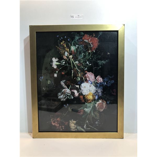 Gold Framed Various Flowers In a Flower Pot Beautiful Lithograph