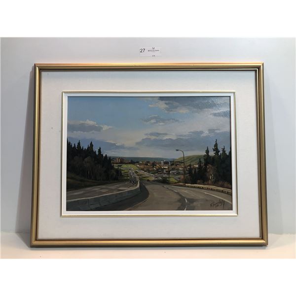 K. Sauratzky 2001, CIty Streets Gold Framed Oil On Board