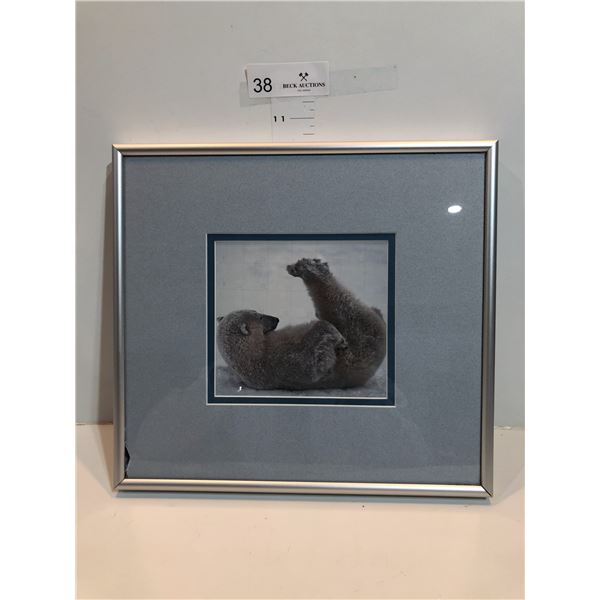 Framed Playful Polar Bear Print, Slight Damage On Frame