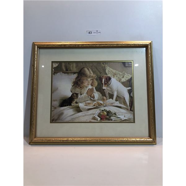 Burto Barber 1894 Vintage Print With A Girl And Her Puppy