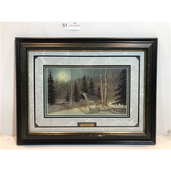 Darcy Shaver, "Soul SInger" Framed And Signed Wolf Print