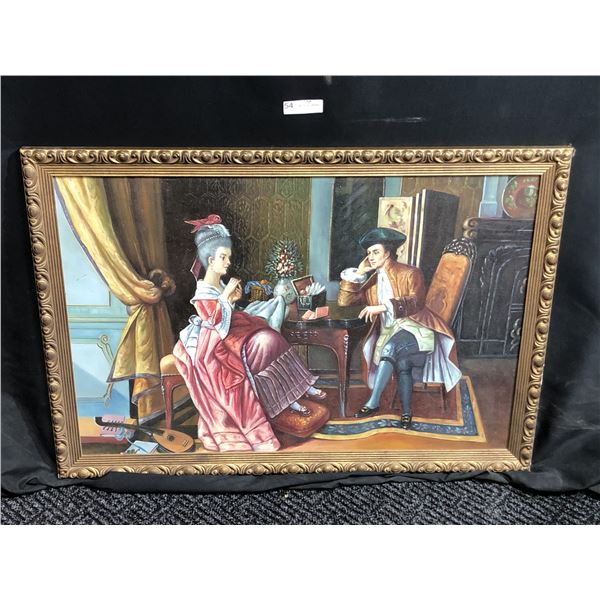 Vintage English Portrait Of A Man And Woman, With Gold Accented Frame