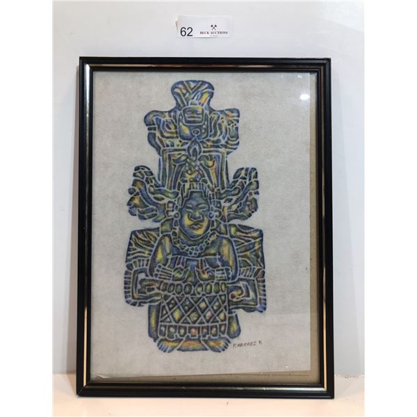 P.Argaez P. Cultural Watercolour Framed Painting