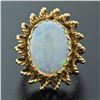 Image 2 : Vintage 14k Yellow Gold Cabochon Oval Opal Solitaire Twisted Wire Cocktail Ring