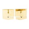 Image 2 : Large Vintage 14k Yellow Gold Flat Rectangular Black Onyx Florentine Cuff Links