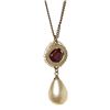 Image 3 : Chanel Red Stone Teardrop Pearl Necklace