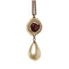 Image 4 : Chanel Red Stone Teardrop Pearl Necklace