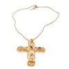 Image 1 : Chanel Gold Runway Rose Quartz & Gripoix Goosens Cross Pendant Necklace