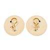 Image 5 : Large Vintage 14k Yellow Gold Bezel Black Onyx & 0.60 ctw Diamond Button Earring