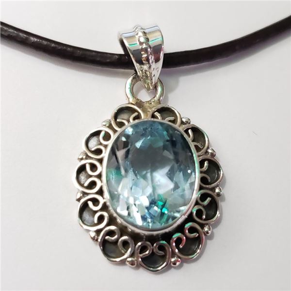 Silver Blue Topaz W/ Cord Pendant (~Size 0) (~length 0 inches) (~weight 5.29g), Suggested Retail Val