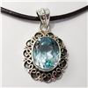 Image 1 : Silver Blue Topaz W/ Cord Pendant (~Size 0) (~length 0 inches) (~weight 5.29g), Suggested Retail Val