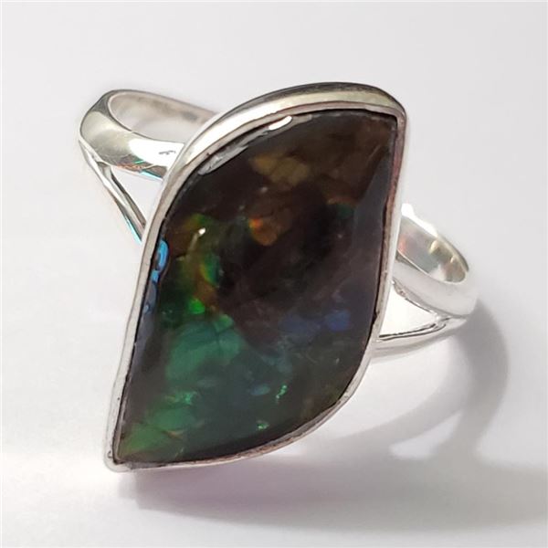 Silver Canadian Ammolite Ring (~Size 7)(Ring is resizable for $40) (~length 0 inches) (~weight 3.22g