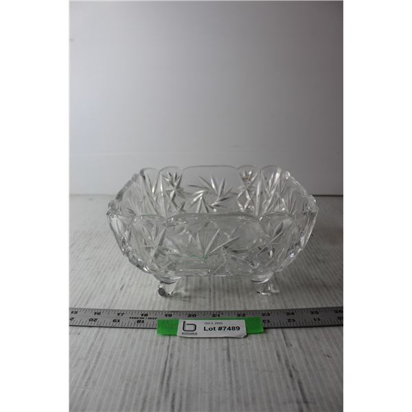 Pinwheel Crystal Square Footed Bowl